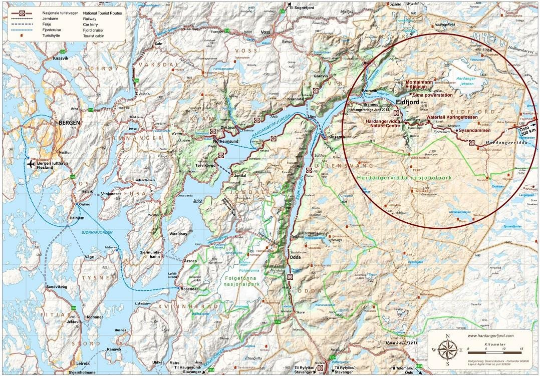 hardangerfjord Норвеги улс газрын зураг