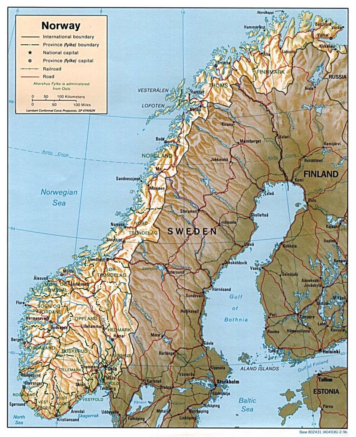 нарийвчилсан газрын зураг Норвегийн нь хотууд